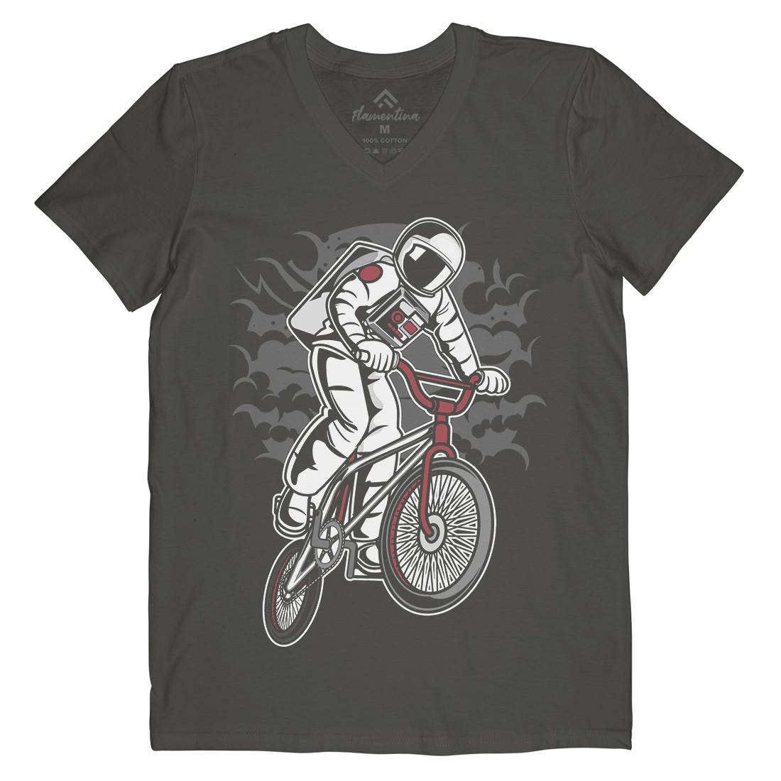 Astronaut Bike Mens V-Neck T-Shirt Space C308