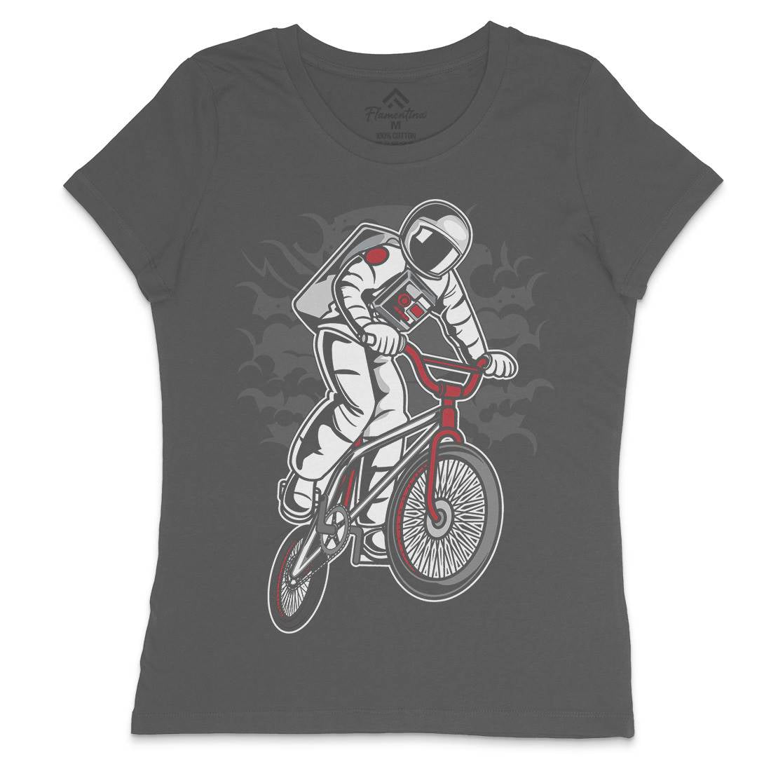 Astronaut Bike Womens Crew Neck T-Shirt Space C308