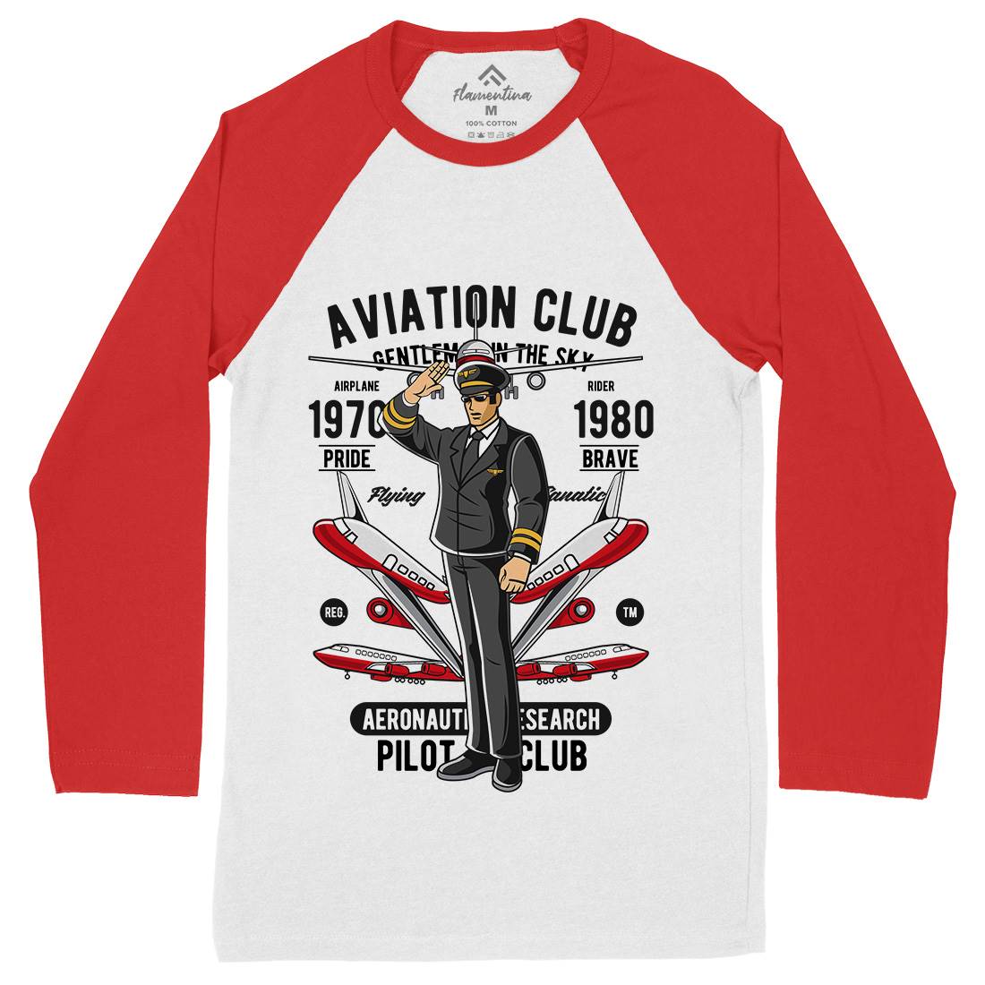 Aviation Club Mens Long Sleeve Baseball T-Shirt Sport C309