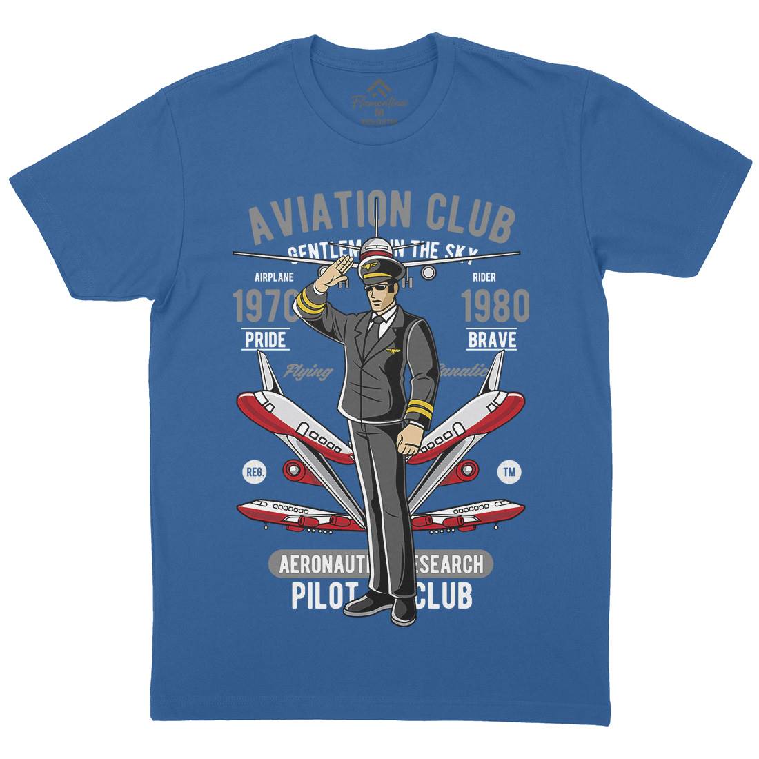 Aviation Club Mens Organic Crew Neck T-Shirt Sport C309