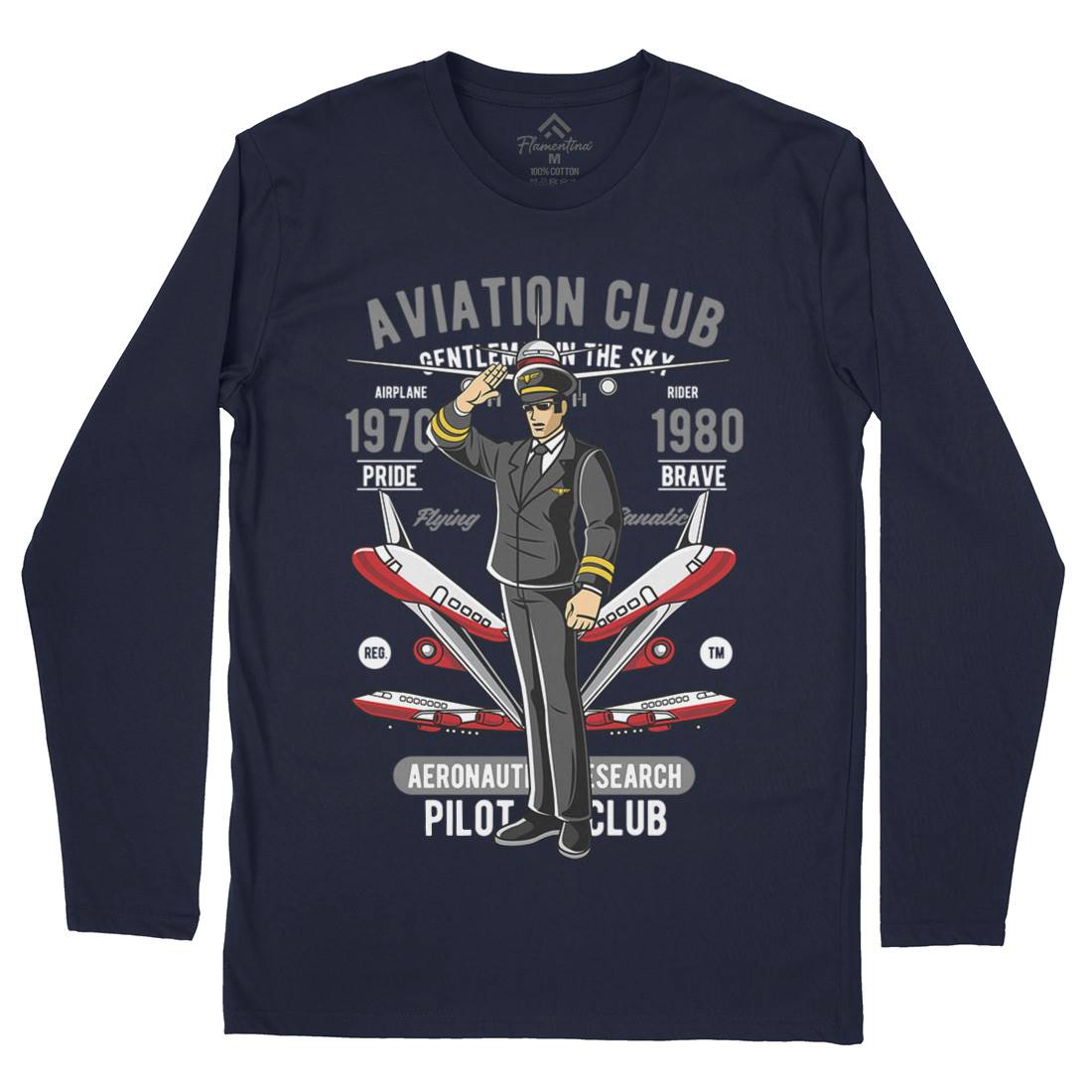 Aviation Club Mens Long Sleeve T-Shirt Sport C309