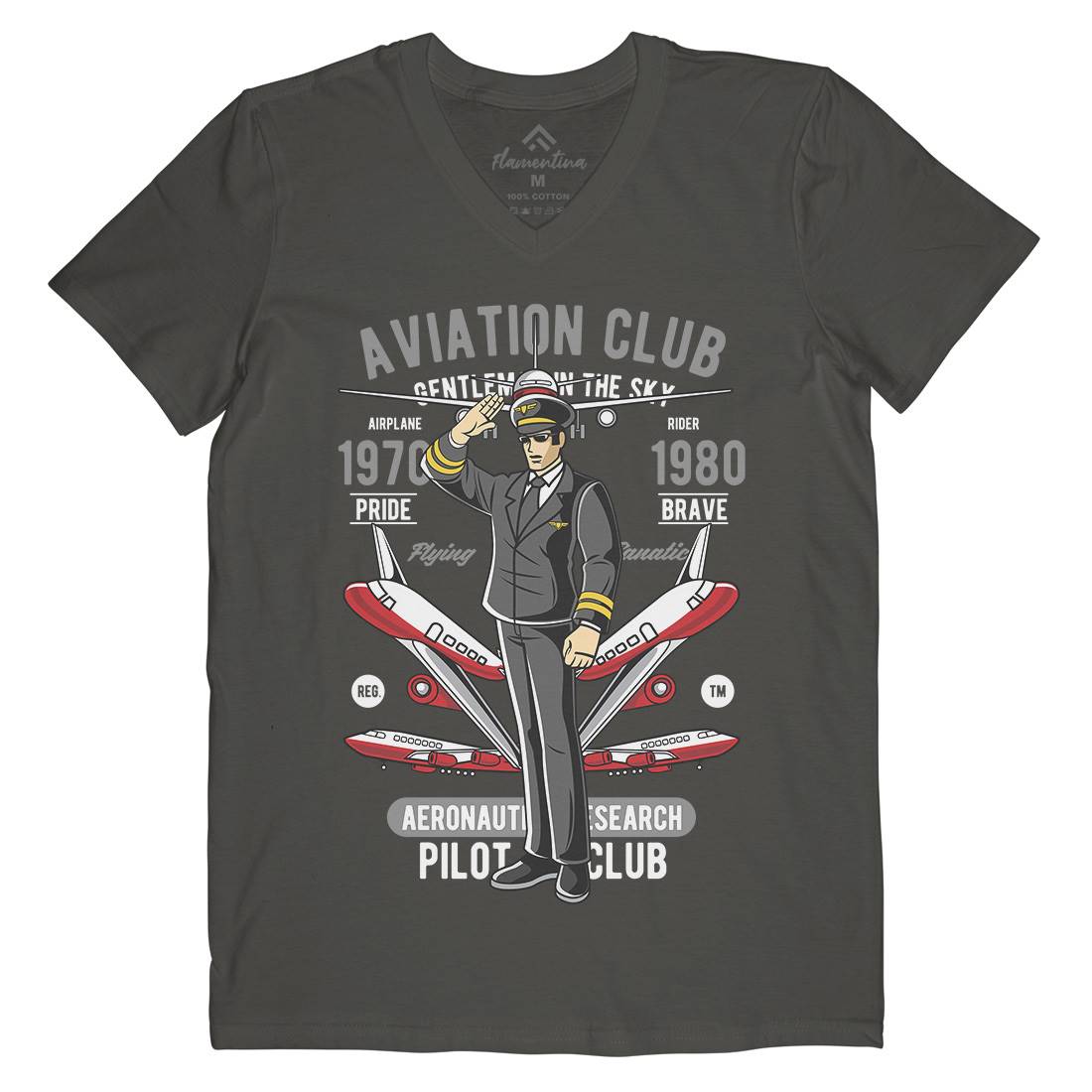 Aviation Club Mens V-Neck T-Shirt Sport C309