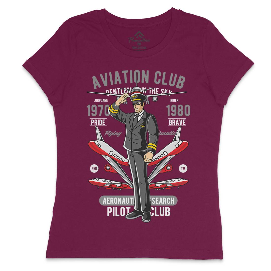 Aviation Club Womens Crew Neck T-Shirt Sport C309