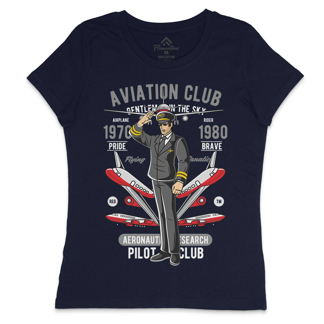 Aviation Club Womens Crew Neck T-Shirt Sport C309