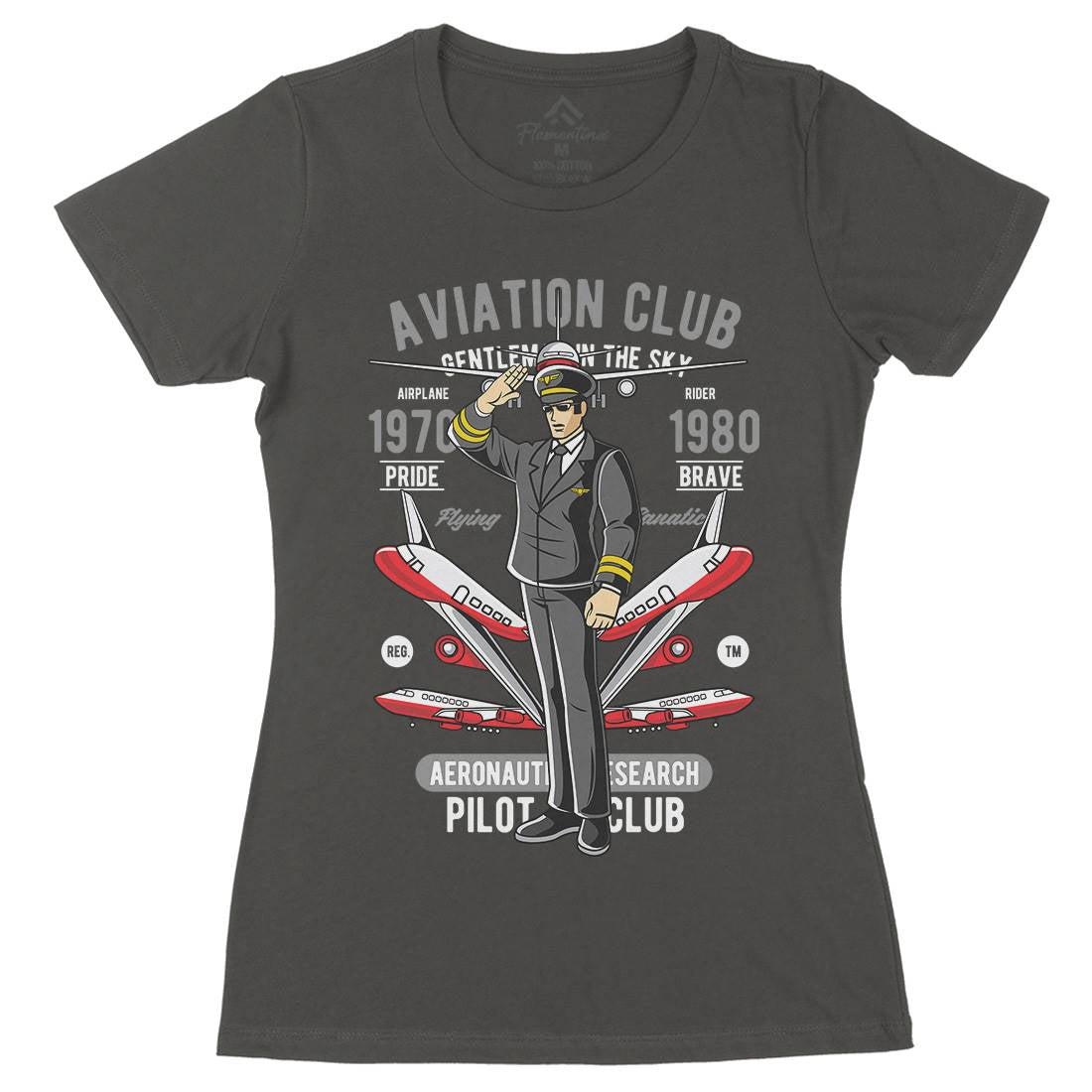 Aviation Club Womens Organic Crew Neck T-Shirt Sport C309