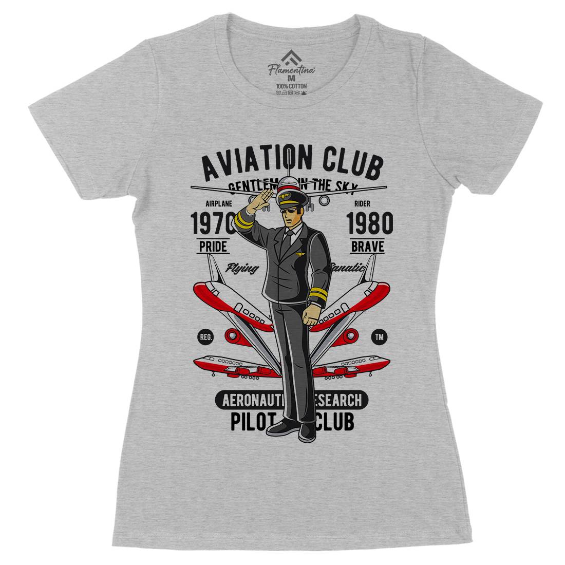 Aviation Club Womens Organic Crew Neck T-Shirt Sport C309