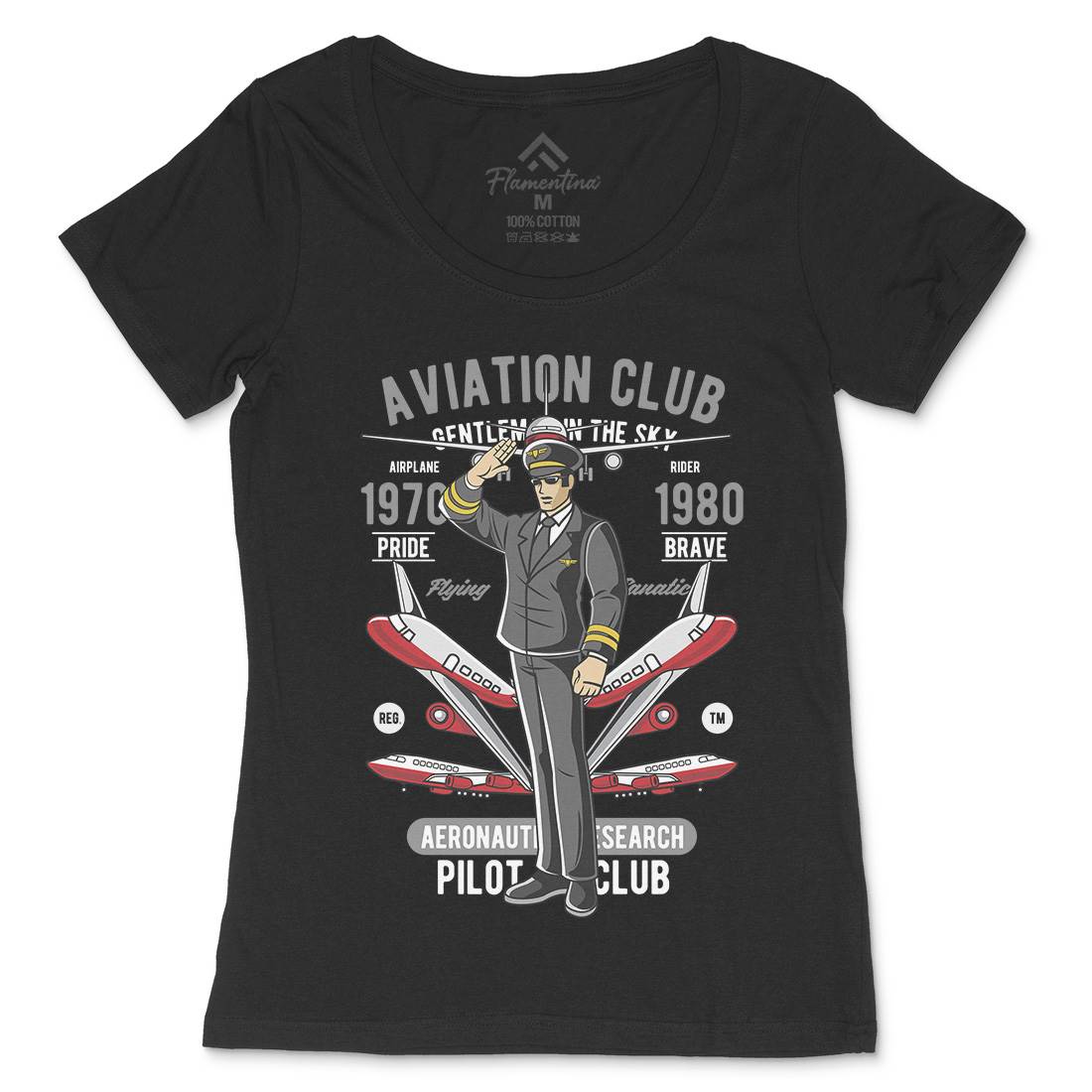 Aviation Club Womens Scoop Neck T-Shirt Sport C309