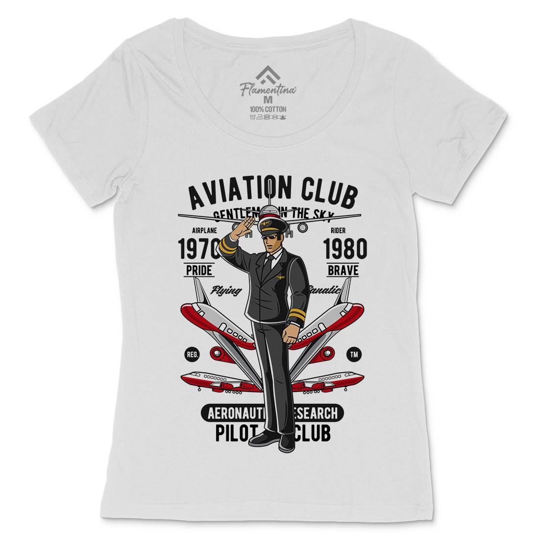Aviation Club Womens Scoop Neck T-Shirt Sport C309