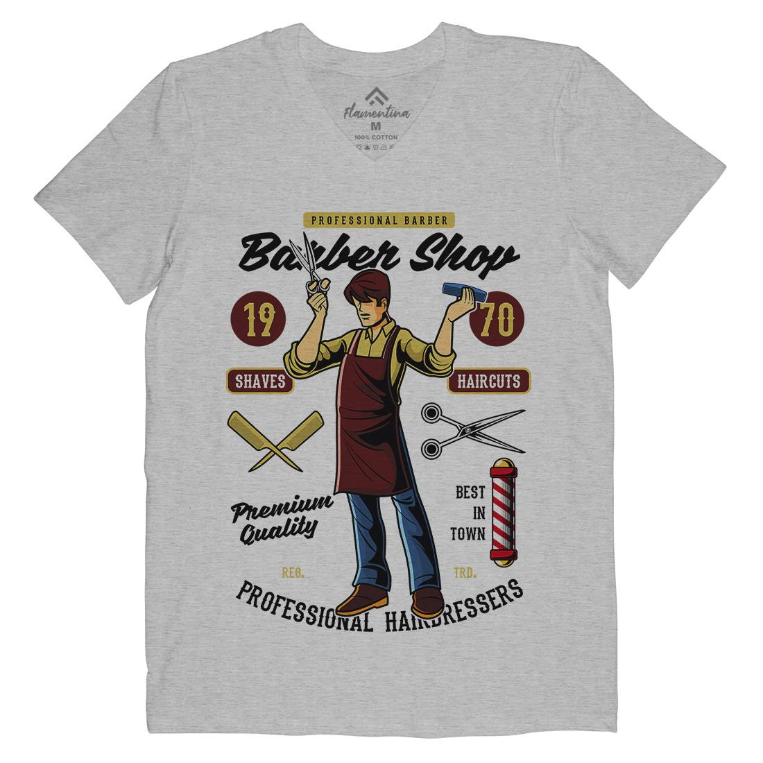 Shop Mens Organic V-Neck T-Shirt Barber C310