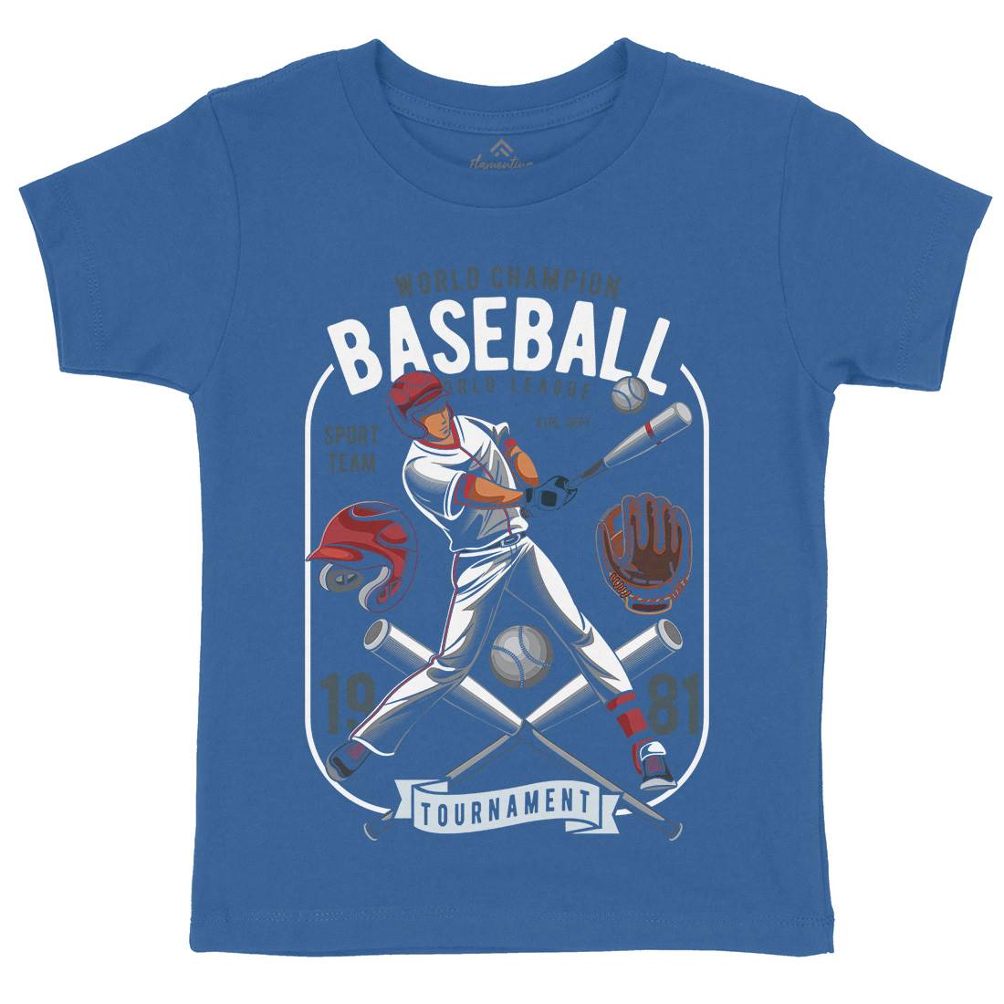 Baseball Kids Organic Crew Neck T-Shirt Sport C311