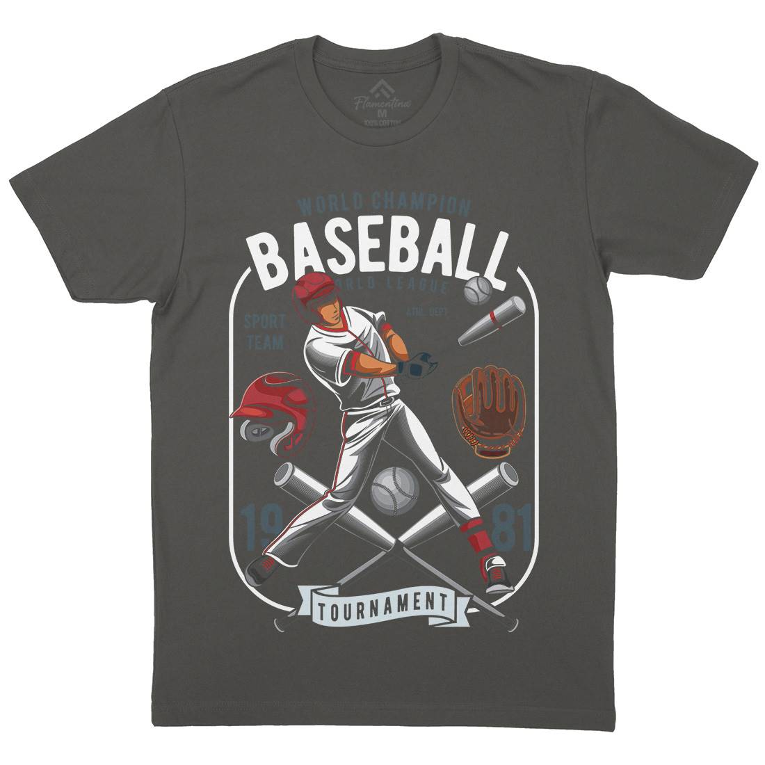Baseball Mens Organic Crew Neck T-Shirt Sport C311