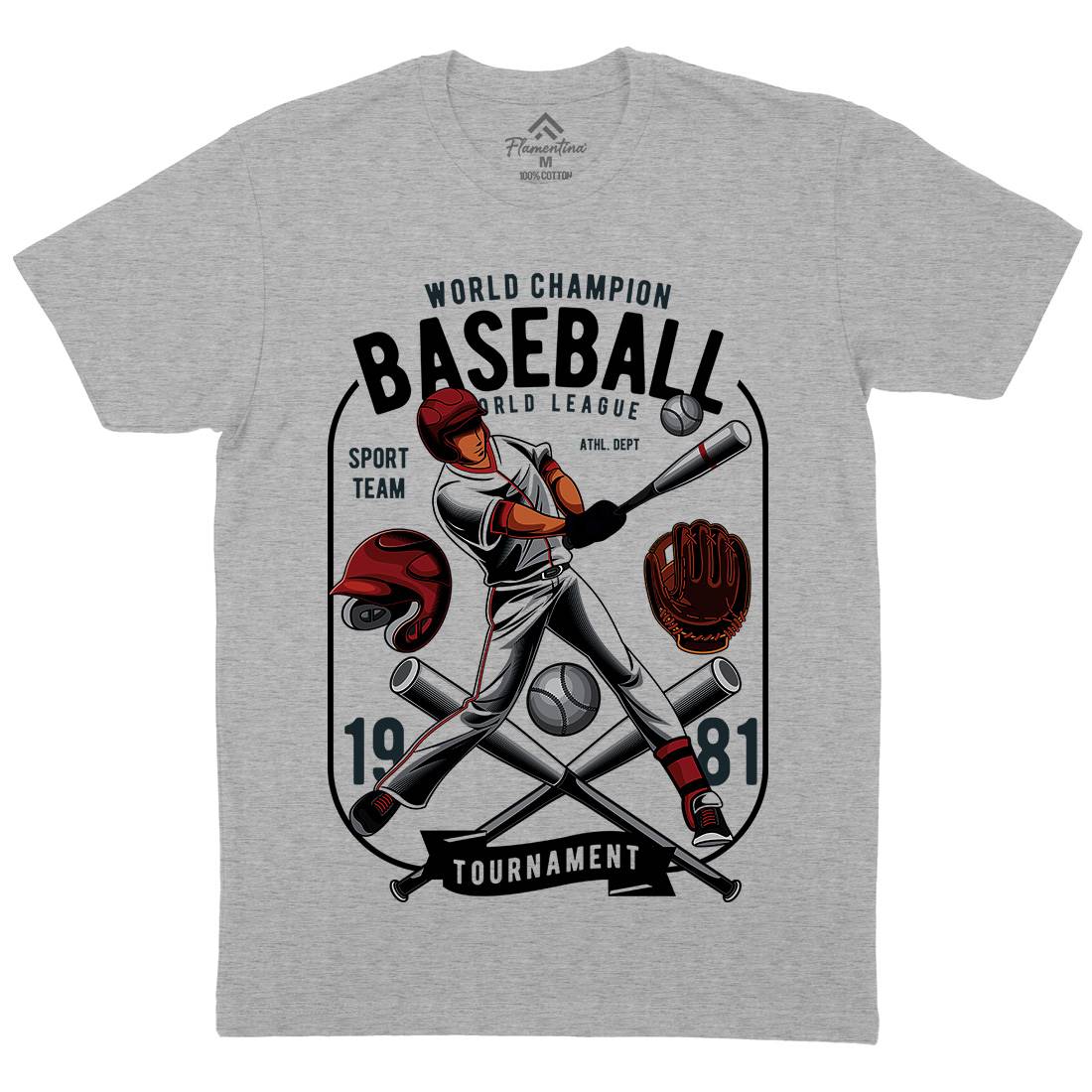 Baseball Mens Organic Crew Neck T-Shirt Sport C311