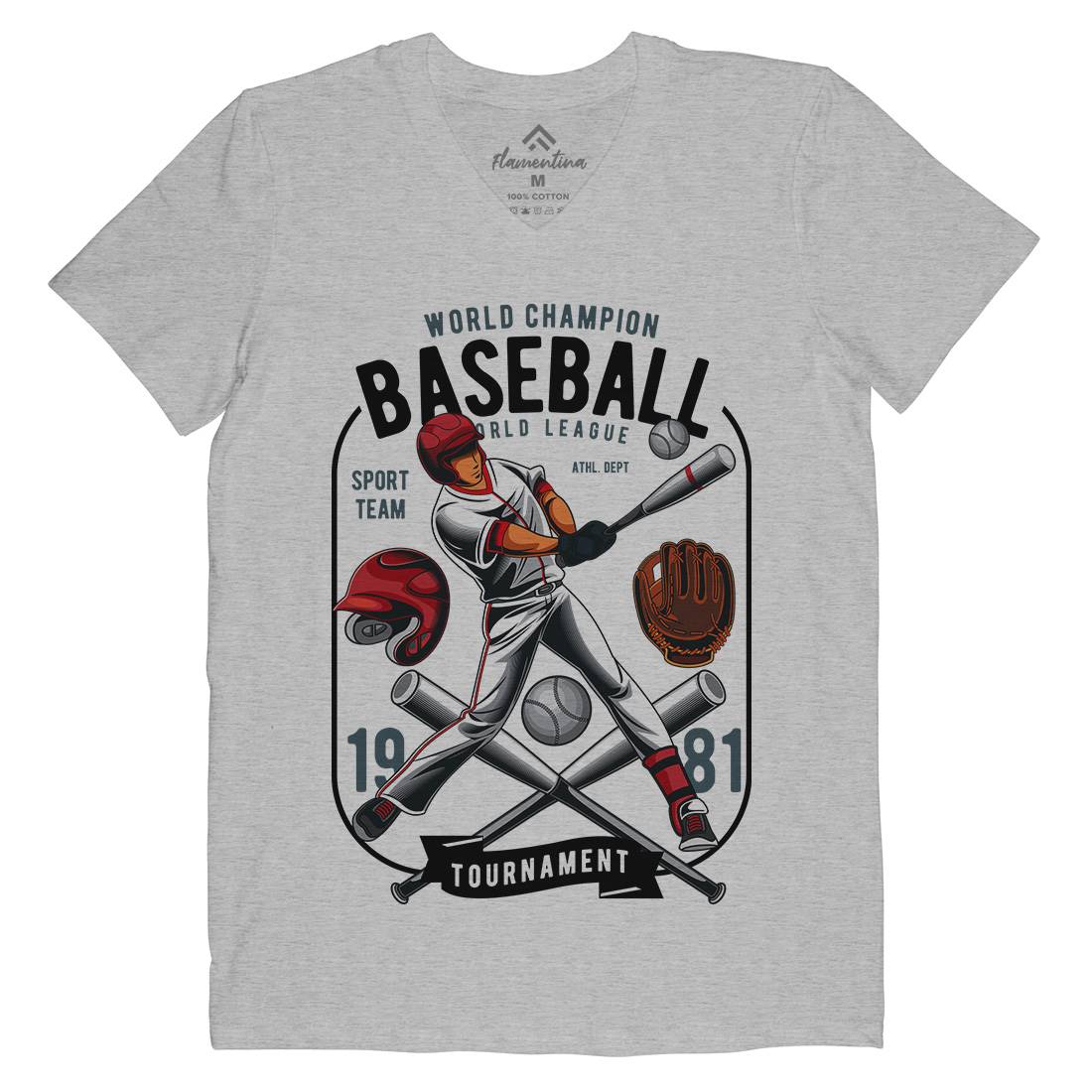 Baseball Mens V-Neck T-Shirt Sport C311