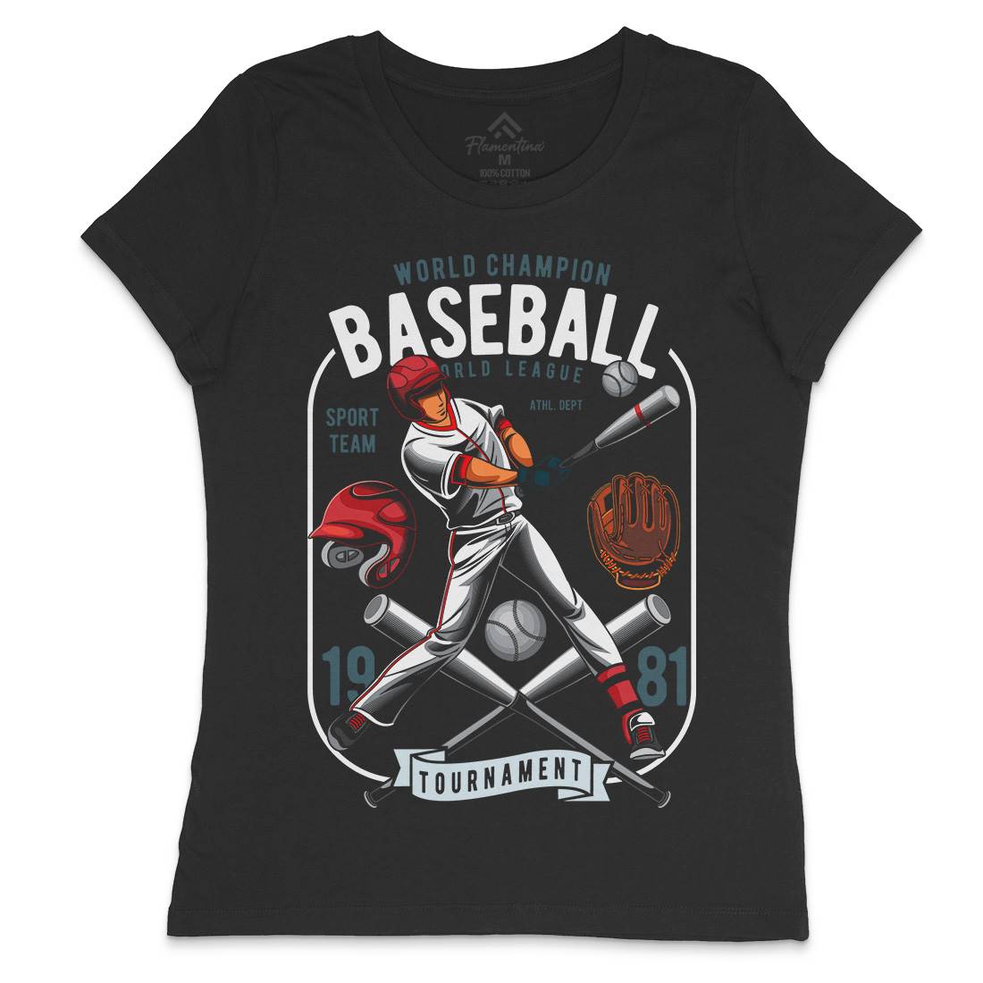 Baseball Womens Crew Neck T-Shirt Sport C311