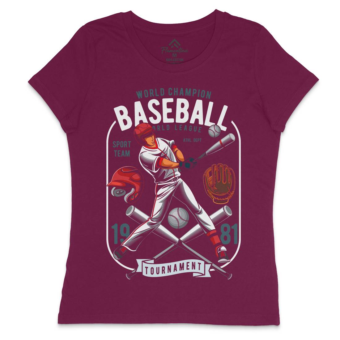 Baseball Womens Crew Neck T-Shirt Sport C311