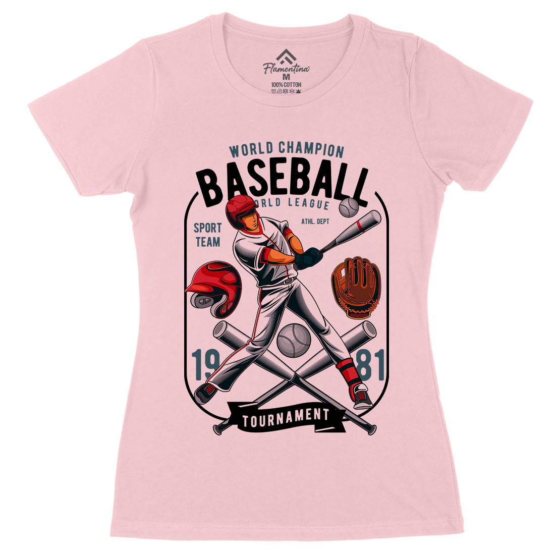 Baseball Womens Organic Crew Neck T-Shirt Sport C311