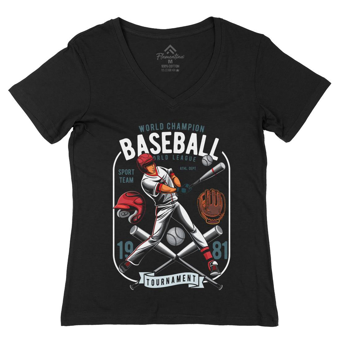Baseball Womens Organic V-Neck T-Shirt Sport C311