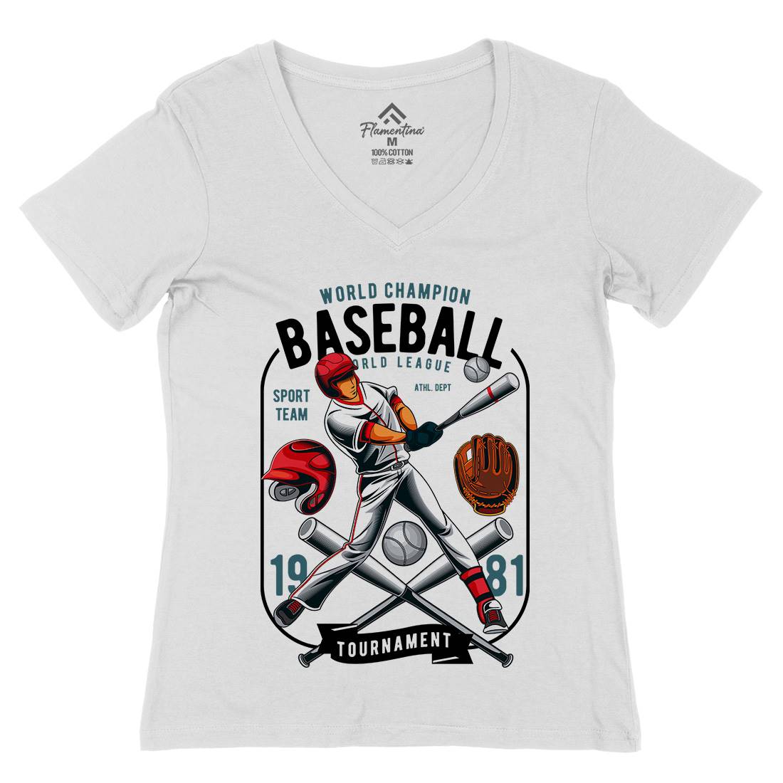 Baseball Womens Organic V-Neck T-Shirt Sport C311