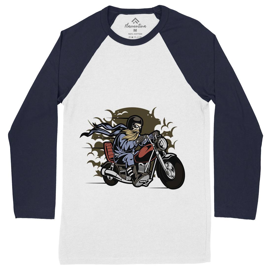 Bearded Biker Mens Long Sleeve Baseball T-Shirt Motorcycles C312