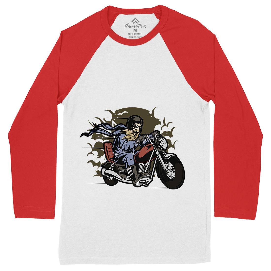 Bearded Biker Mens Long Sleeve Baseball T-Shirt Motorcycles C312