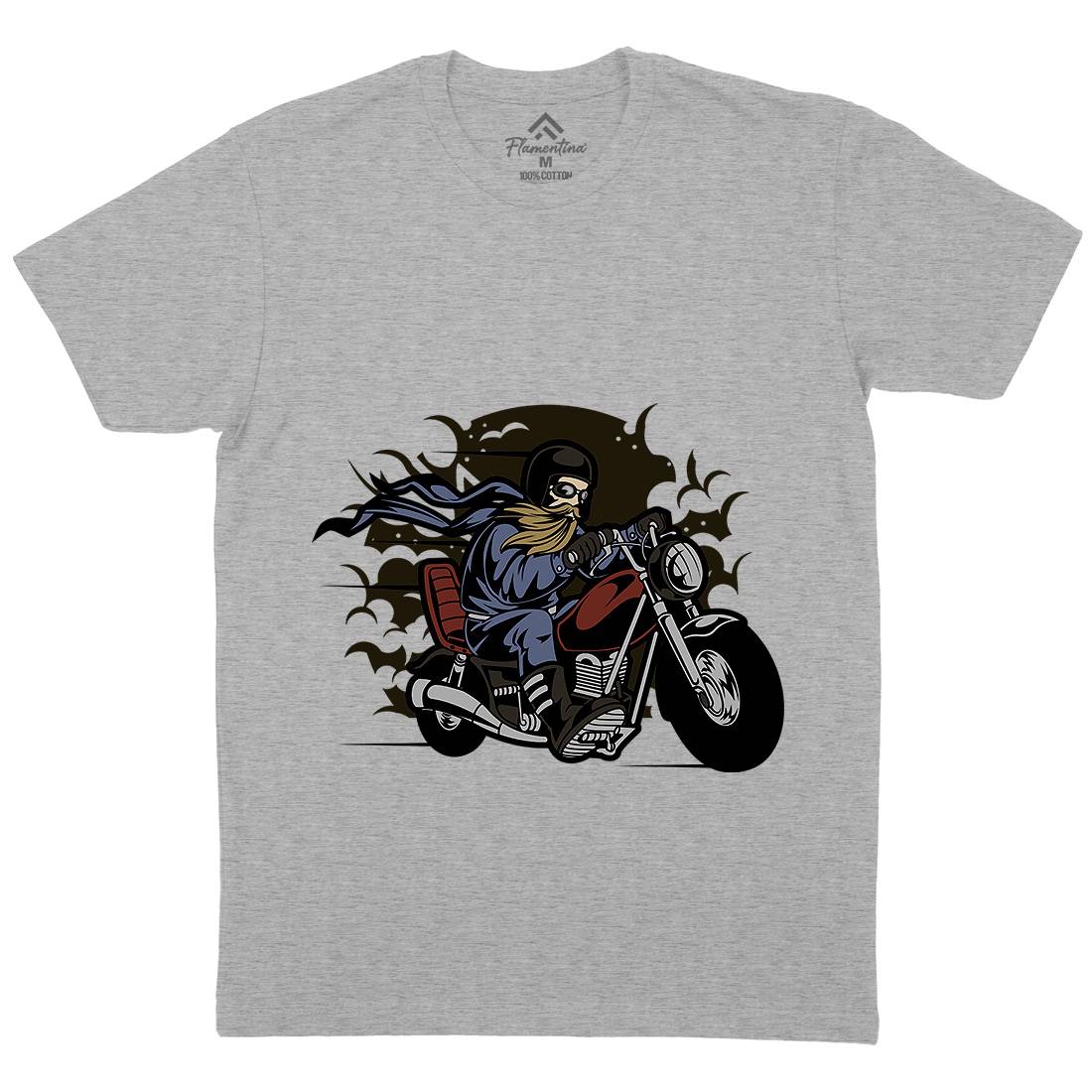 Bearded Biker Mens Crew Neck T-Shirt Motorcycles C312