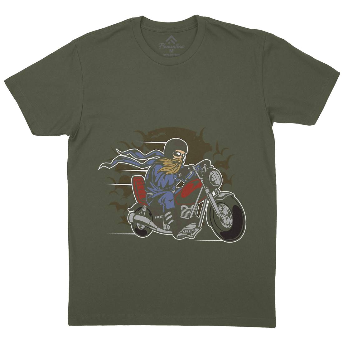 Bearded Biker Mens Organic Crew Neck T-Shirt Motorcycles C312