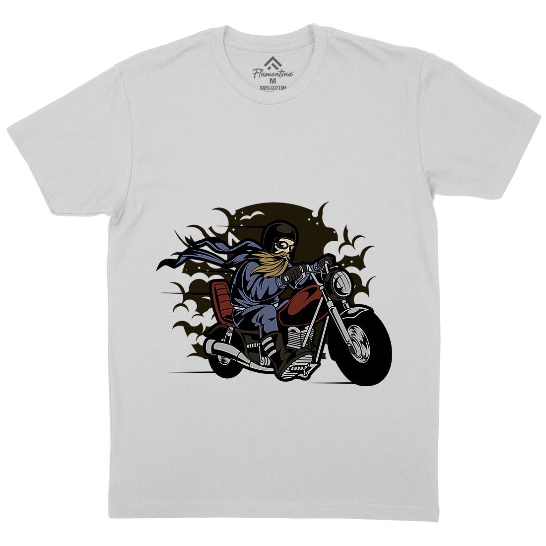 Bearded Biker Mens Crew Neck T-Shirt Motorcycles C312