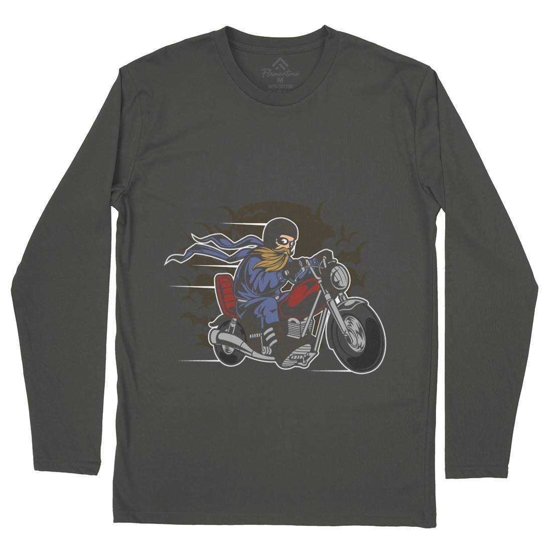 Bearded Biker Mens Long Sleeve T-Shirt Motorcycles C312