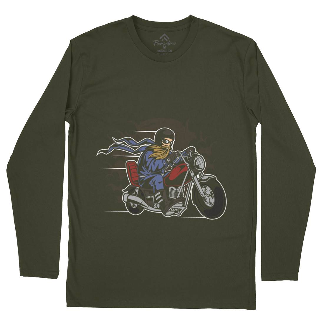Bearded Biker Mens Long Sleeve T-Shirt Motorcycles C312