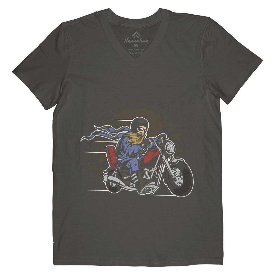 Bearded Biker Mens V-Neck T-Shirt Motorcycles C312