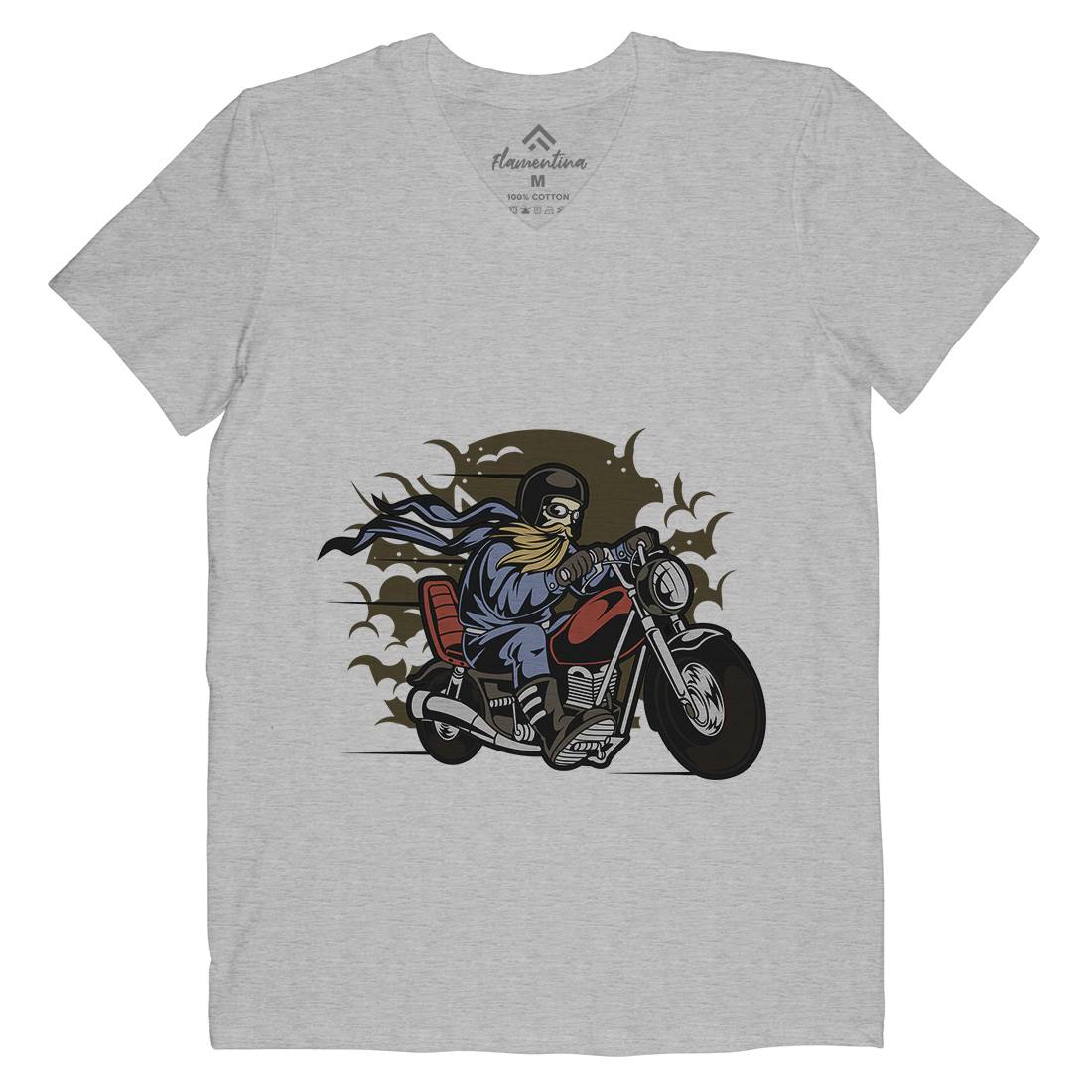 Bearded Biker Mens V-Neck T-Shirt Motorcycles C312