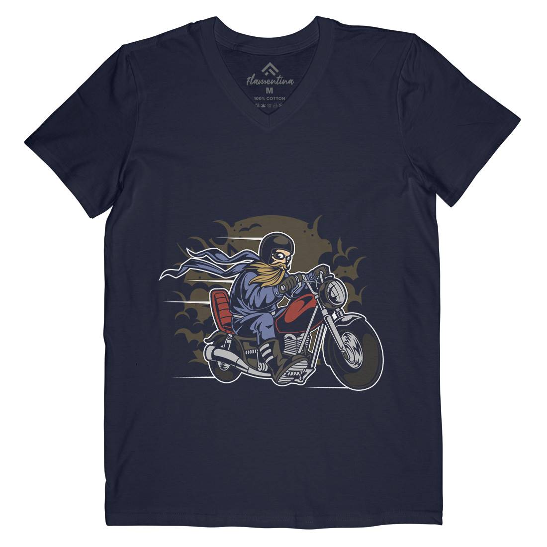 Bearded Biker Mens Organic V-Neck T-Shirt Motorcycles C312