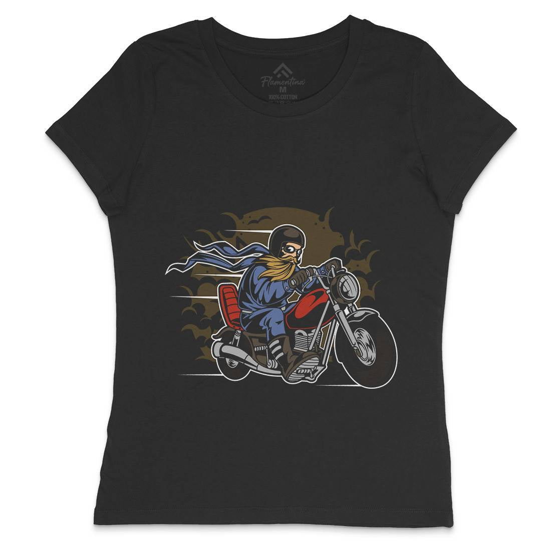 Bearded Biker Womens Crew Neck T-Shirt Motorcycles C312