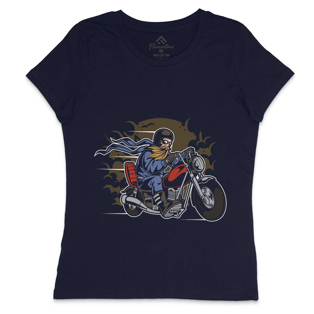 Bearded Biker Womens Crew Neck T-Shirt Motorcycles C312