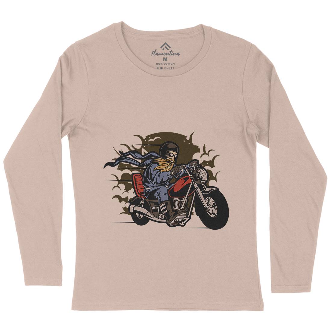 Bearded Biker Womens Long Sleeve T-Shirt Motorcycles C312