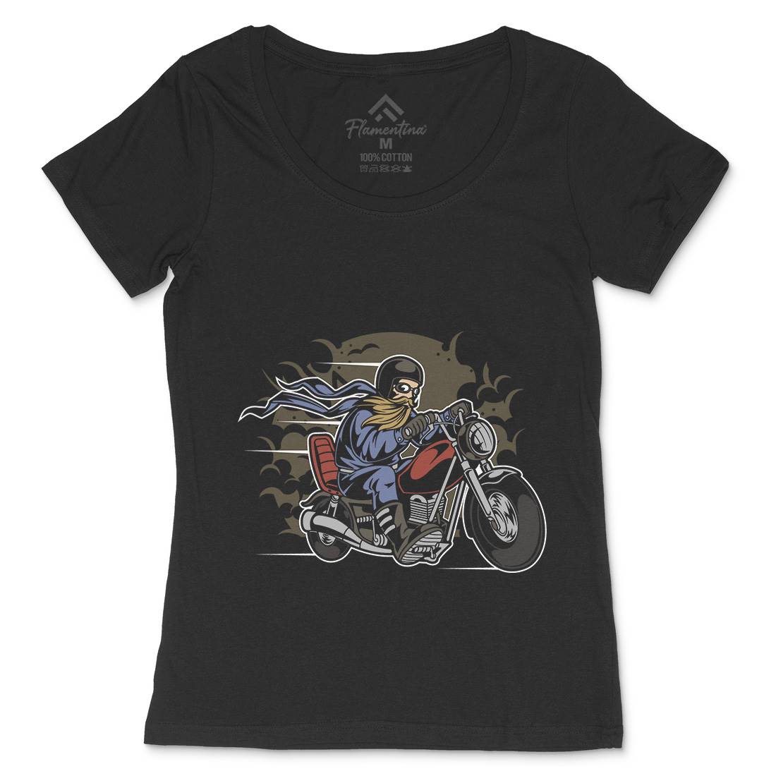 Bearded Biker Womens Scoop Neck T-Shirt Motorcycles C312