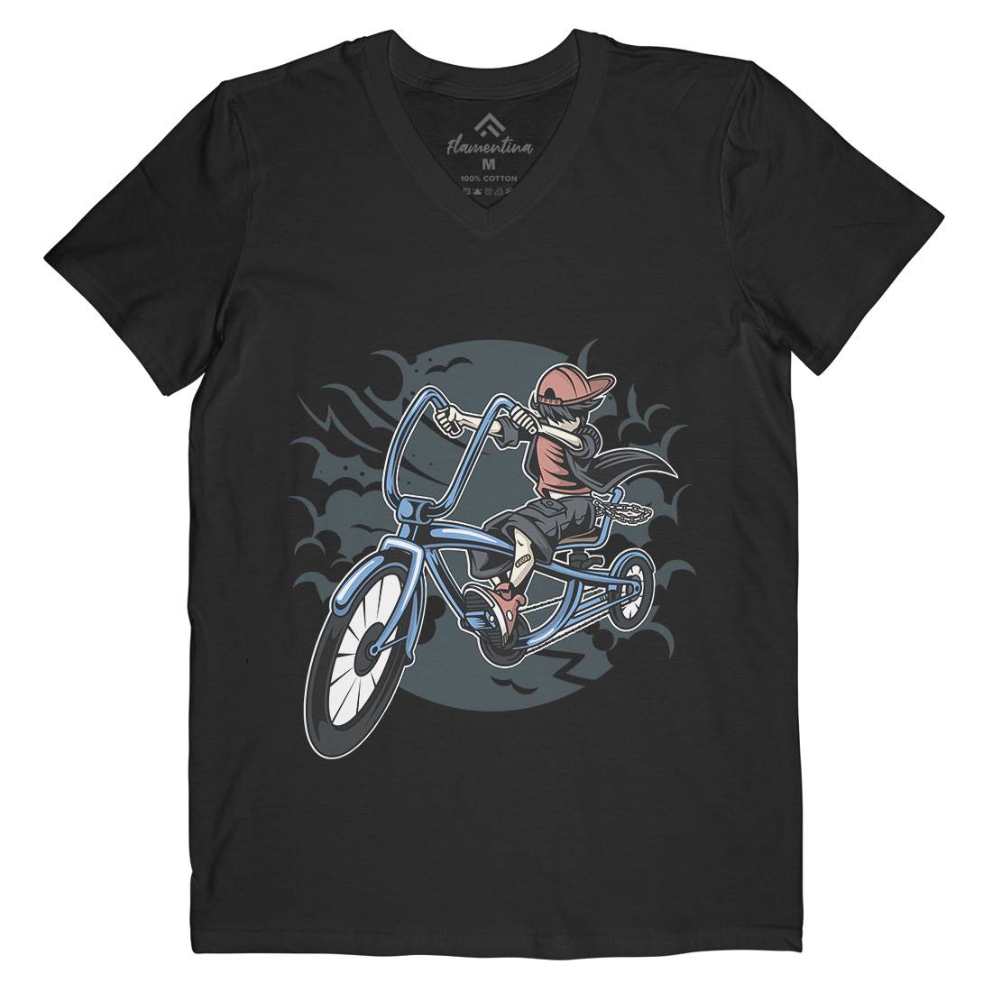 Bicycle Kid Mens V-Neck T-Shirt Sport C314