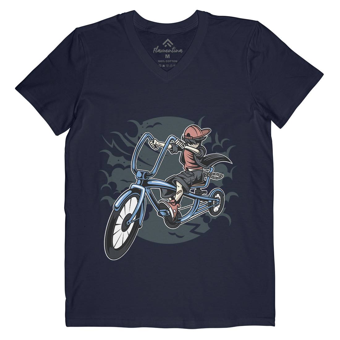 Bicycle Kid Mens Organic V-Neck T-Shirt Sport C314