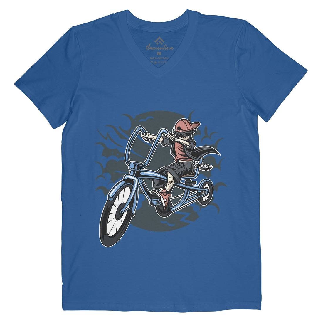 Bicycle Kid Mens V-Neck T-Shirt Sport C314