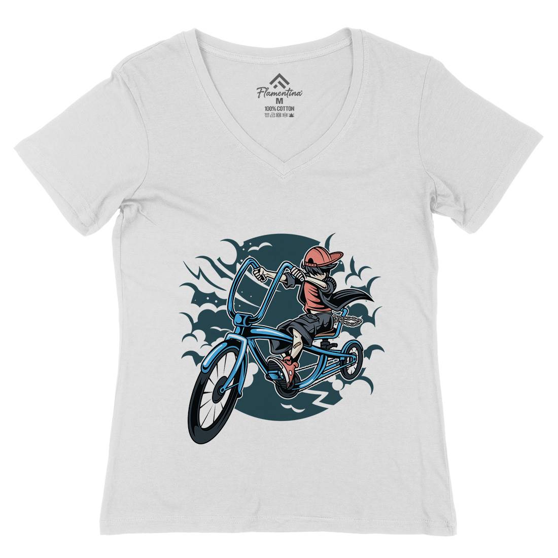Bicycle Kid Womens Organic V-Neck T-Shirt Sport C314