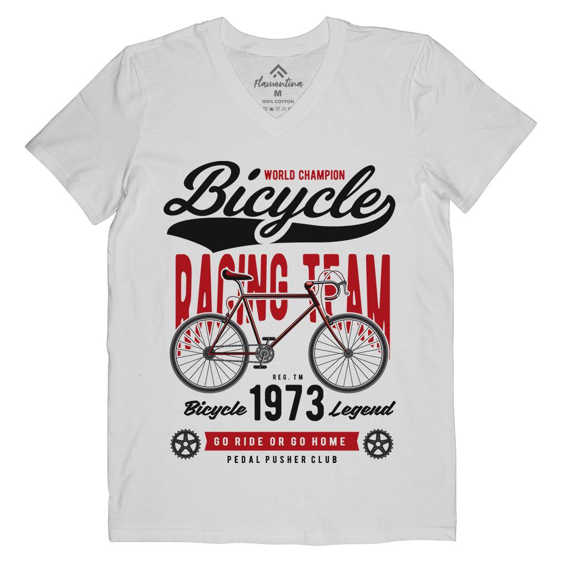 Bicycle Racing Team Mens V-Neck T-Shirt Sport C315
