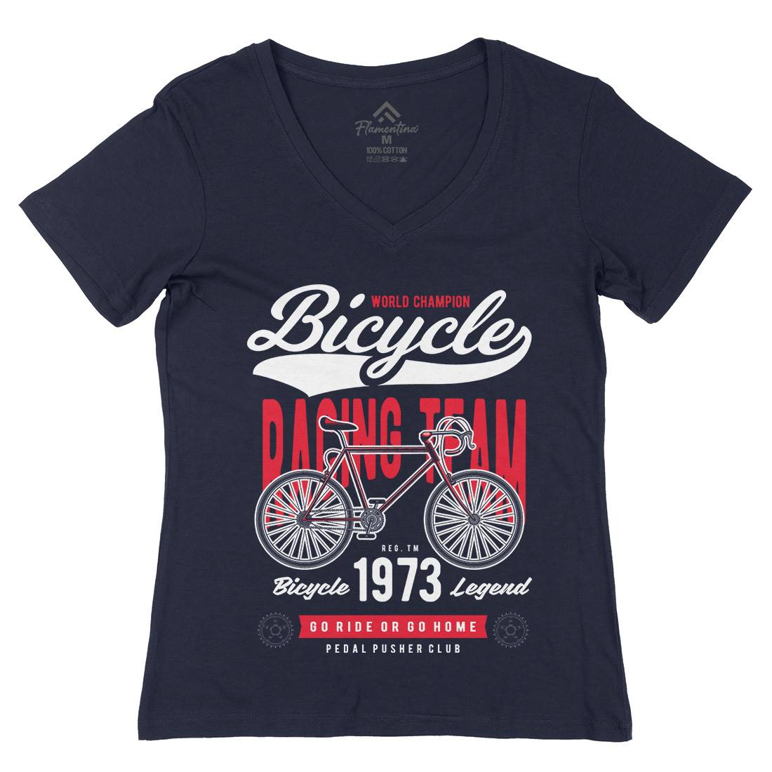 Bicycle Racing Team Womens Organic V-Neck T-Shirt Sport C315