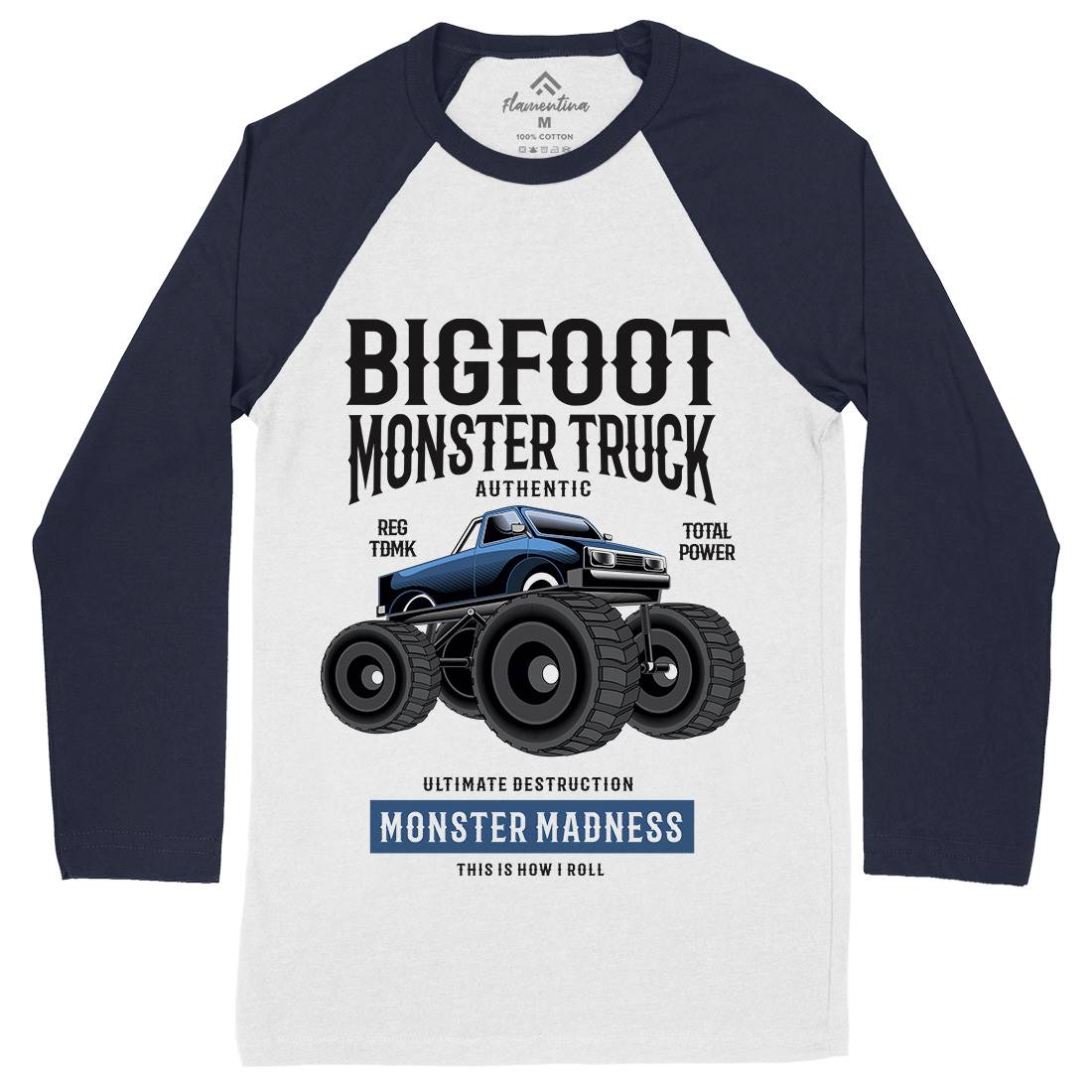 Bigfoot Mens Long Sleeve Baseball T-Shirt Vehicles C316