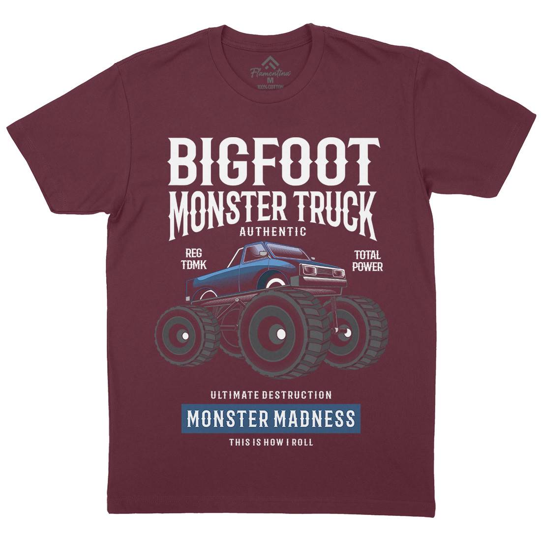 Bigfoot Mens Organic Crew Neck T-Shirt Vehicles C316