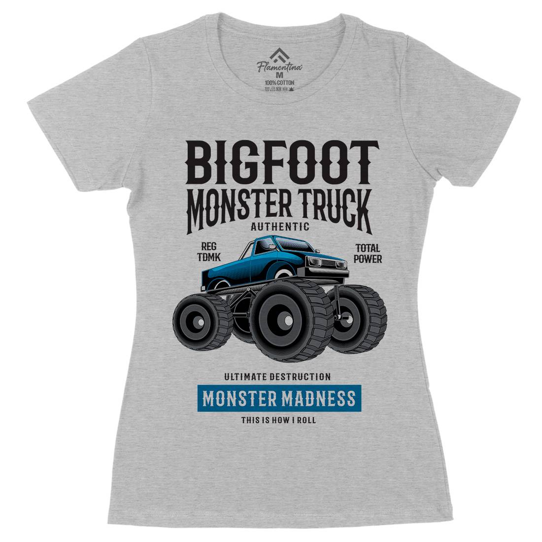 Bigfoot Womens Organic Crew Neck T-Shirt Vehicles C316