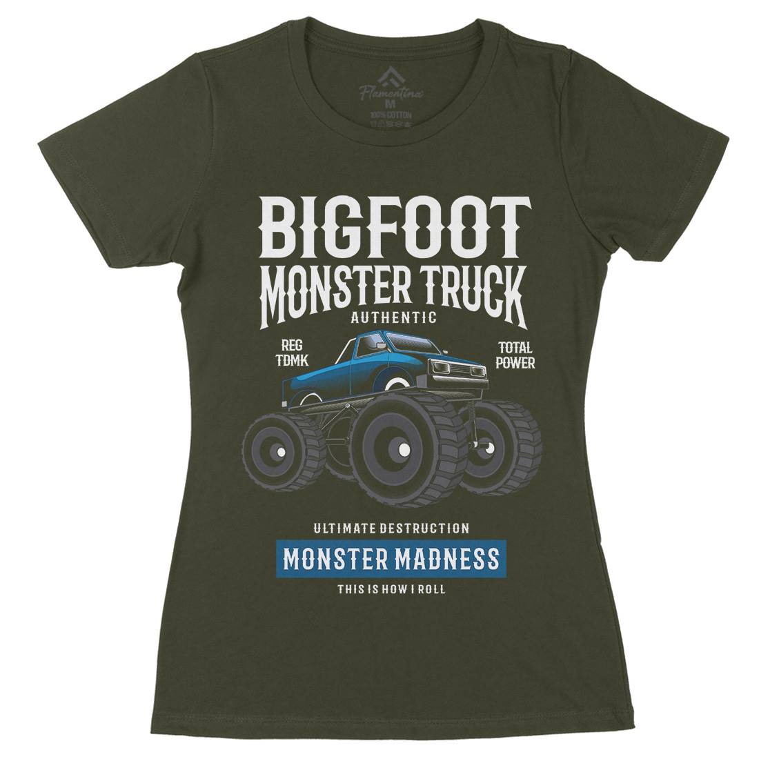 Bigfoot Womens Organic Crew Neck T-Shirt Vehicles C316
