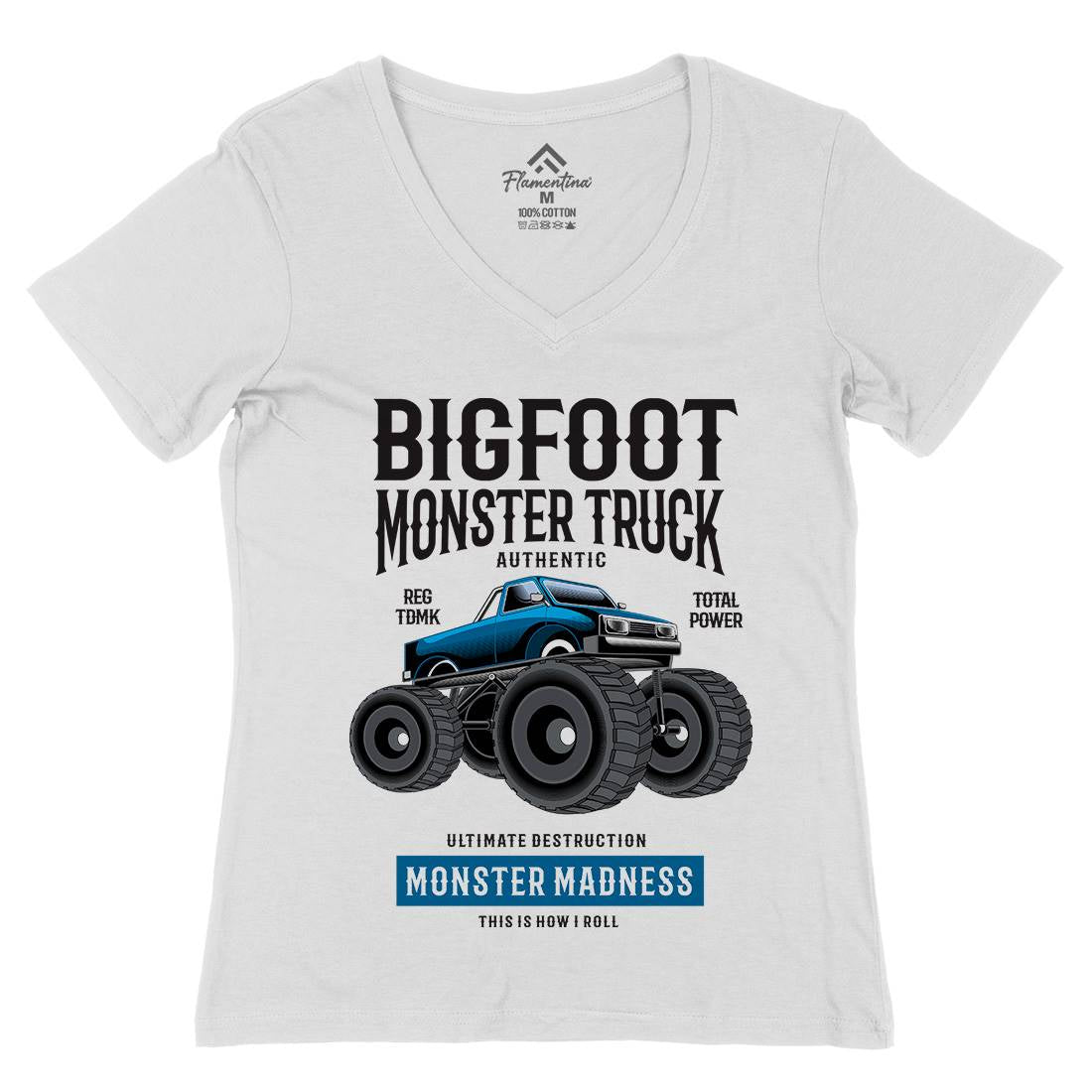 Bigfoot Womens Organic V-Neck T-Shirt Vehicles C316