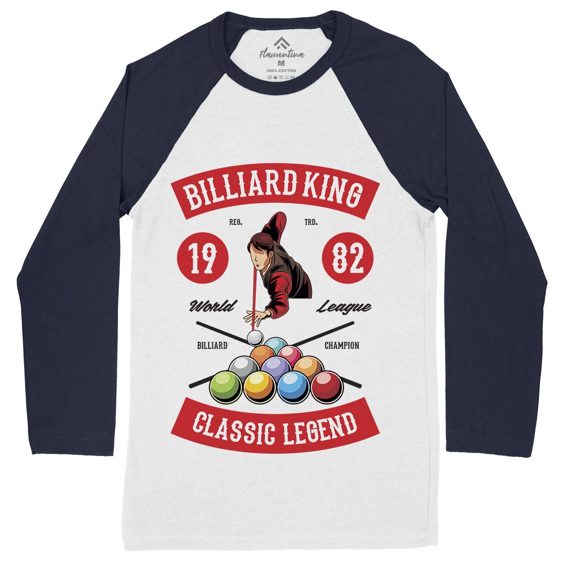 Billiard Mens Long Sleeve Baseball T-Shirt Sport C317