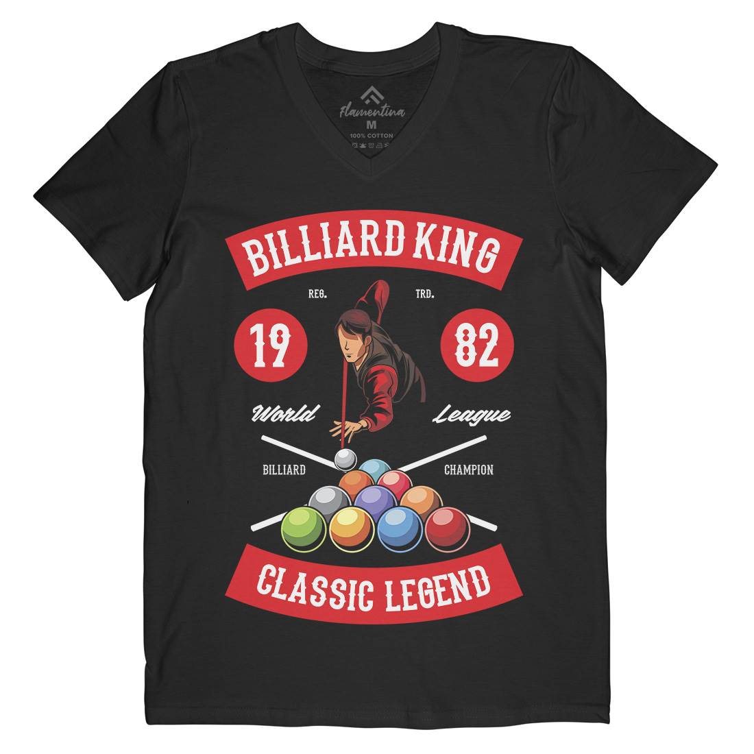 Billiard Mens V-Neck T-Shirt Sport C317