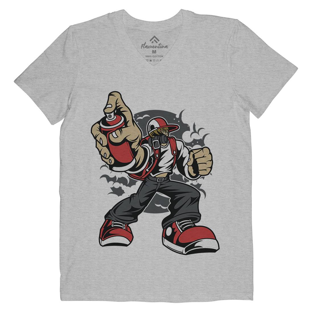 Bomber Mens Organic V-Neck T-Shirt Graffiti C318